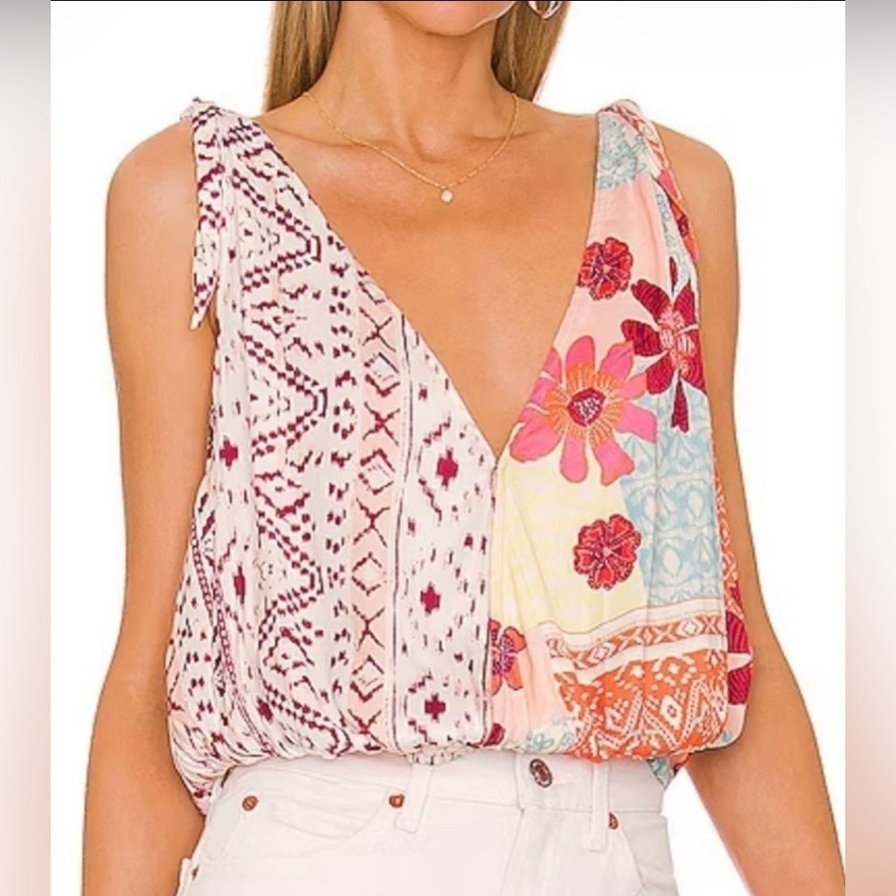 ‼️SALE‼️ Free People Tied To You Shoulder Tie Tropical Combo Top Small